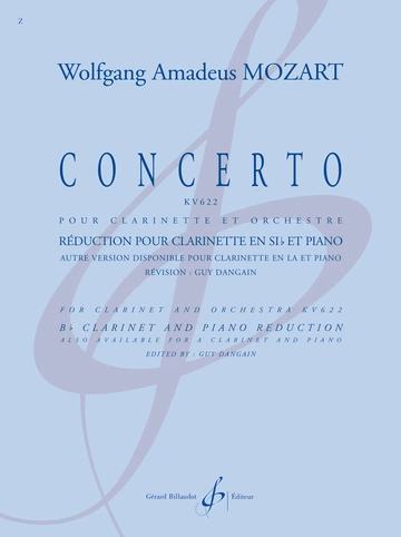Concerto K622. Version pour clarinette en si bémol et piano Visual